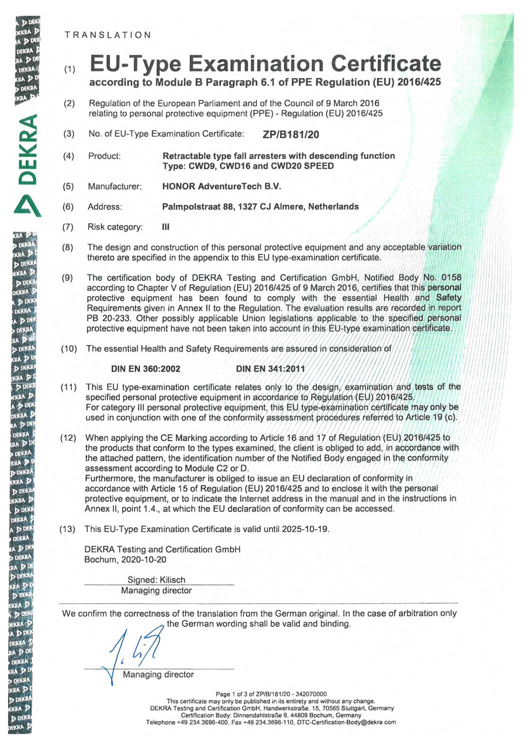 Certificaat-CWD9,-CWD16-&-CWD20-SPEED---EN-341-2011-&-EN-360-2002 Certificaat-CWD9,-CWD16-&-CWD20-SPEED---EN-341-2011-&-EN-360-2002
